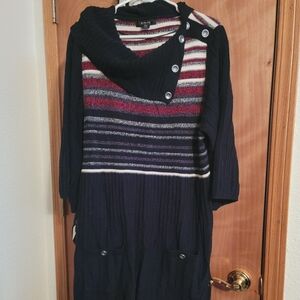 Plus Sized 3xl Multicolor Sweater Dress Cute Button Details